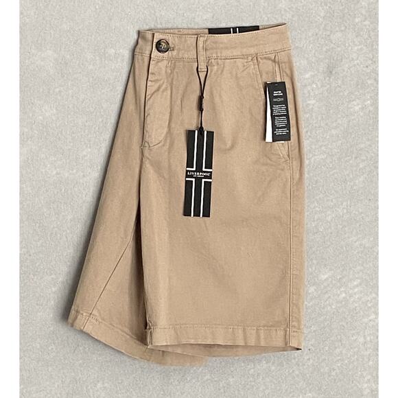 Liverpool Los Angeles Men's 30W Khaki Trouser Short Stretch Flat Front NEW - Picture 1 of 13